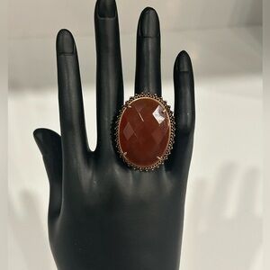 Vintage Amy Kahn Russell Bronze Carnelian Ring   
Size 7